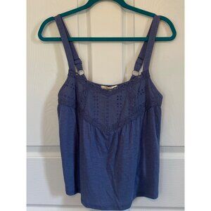 Blue Crochet Lace Detail Sleeveless Top With Adjustable Straps By Rewind - Women